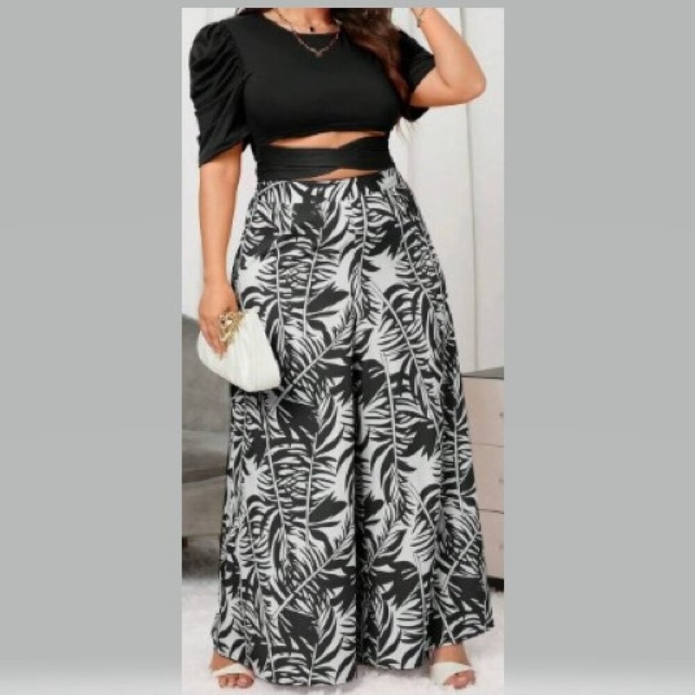 2-Piece Boho Floral Palazzo Pant Set